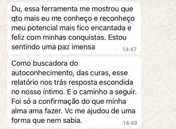 Depoimento: paz imensa, confirmação da alma