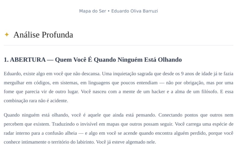 Página do relatório: Abertura — Quem Você É